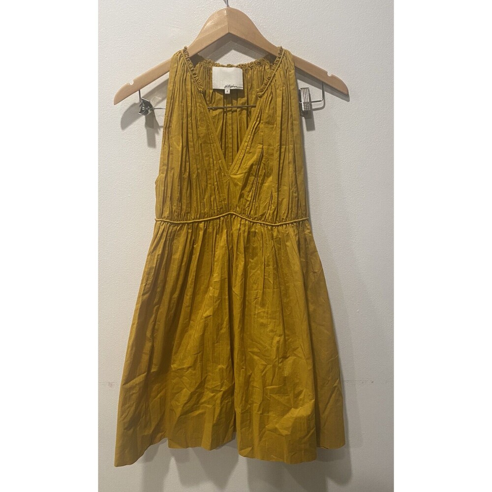3.1 Phillip Lim Pleated Dress with pockets and waist tie Mustard Yellow Size 2